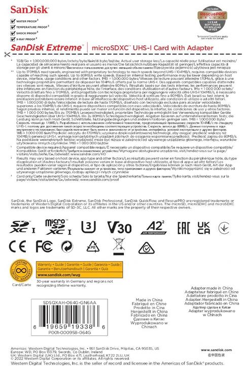 Image du produit SANDISK Extreme (64 Go, microSDXC, U3, UHS-I)