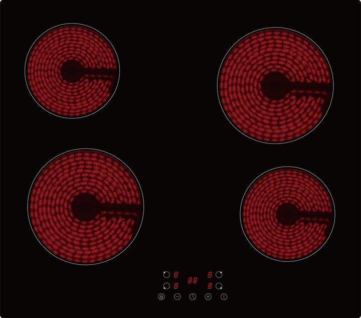 Actual product image PKM KHKF4 G Kochfeld autark Einbau 60cm Glaskeramik schwarz TIMER Touch (59 cm, Glass ceramic hob)