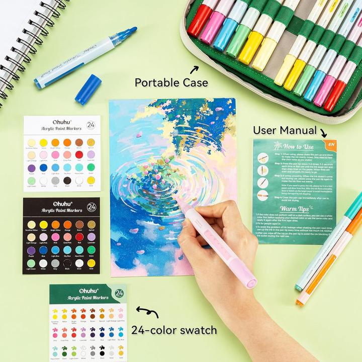 Image du produit Ohuhu Marqueurs acryliques (Multicolore, 3 mm, 48 x)