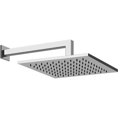 Gessi, Badarmatur, Emporio Antikalk-Kopfbrause 300mm mit Gelenk, quadratischer Wandarm, Rosette 60 mm, Länge 338