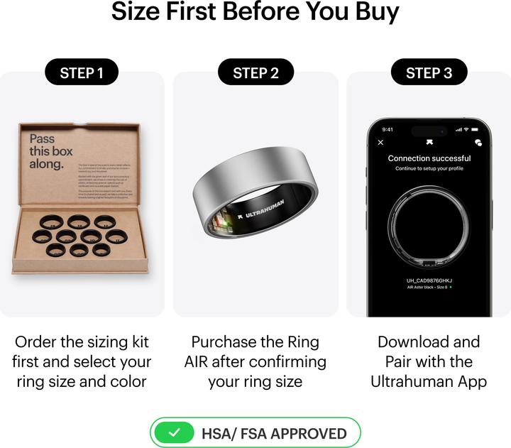 Actual product image Ultrahuman Ring Air (6, Raw Titanium)