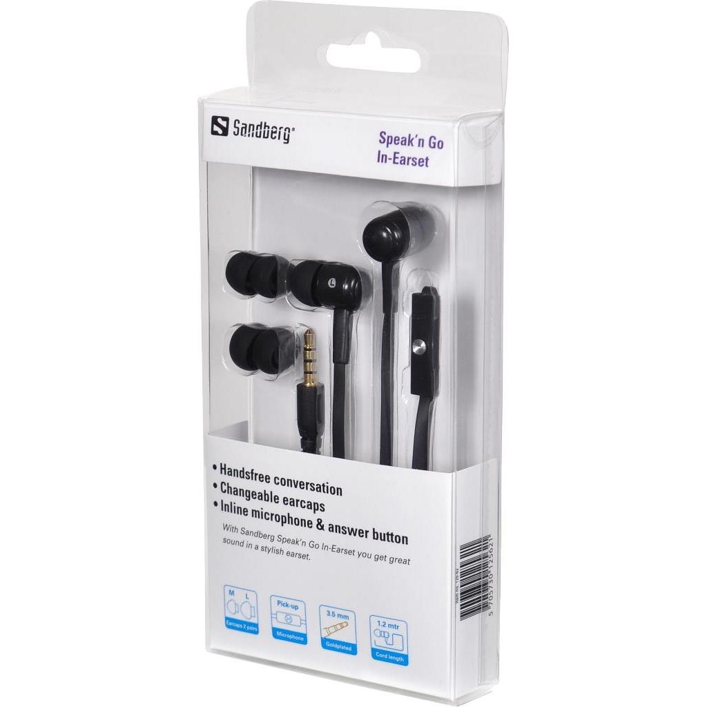 Thumbnail - Sandberg Speak n Go In-Earset (Kabelgebunden), Kopfhörer, Schwarz