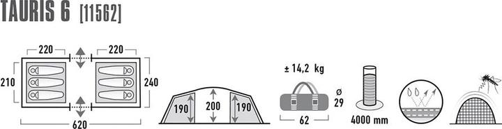 Actual product image High Peak Tauris 6 (Tunnel tent, 14.50 kg, 6 persons)