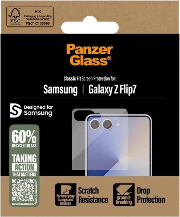 Actual product image PanzerGlass Classic Fit screen protector (1 Piece, Samsung Galaxy Z Flip7)