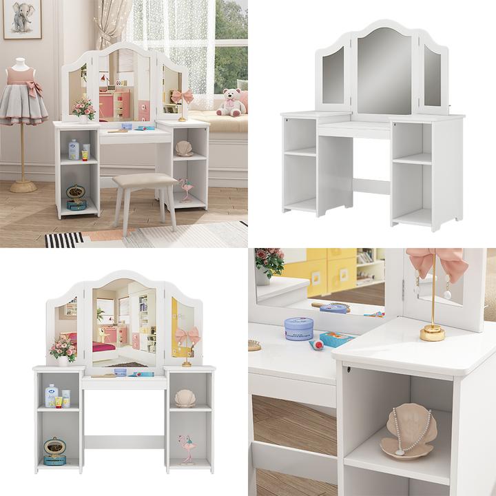 Actual product image Vicco make-up table for children Estella, White, 105 x 118 cm With mirror (41 x 105 x 118 cm)