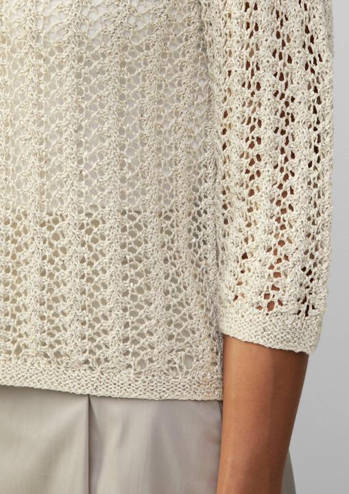 Produktbild s.Oliver Strickpullover Semitransparenter Pullover aus Ajourstrick mit Pailletten (L)