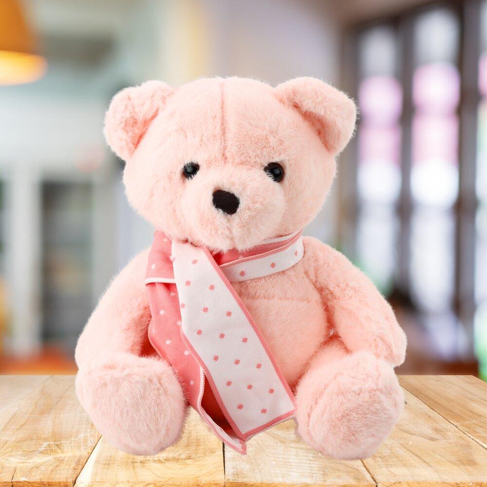 Lean Toys Lean Plüsch Maskottchen Huggable Teddybär Mit Schal Rosa 35Cm