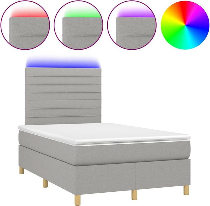 Actual product image vidaXL Bo x springbett mit Matratze & LED 120 x 190 cm Stoff (120 x 190 cm)