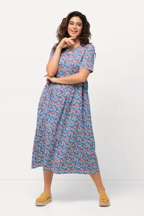 Actual product image Ulla Popken Geometric Print Short Sleeve Dress (46, 48)