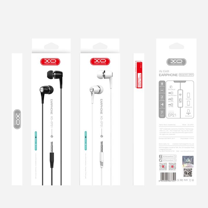 xO wired earphones EP21 jack 3,5mm white (Cable)