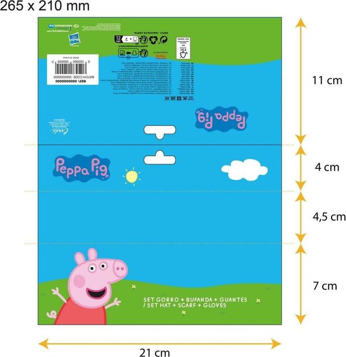 Actual product image Cerdá Peppa Pig winter set snood hat gloves
