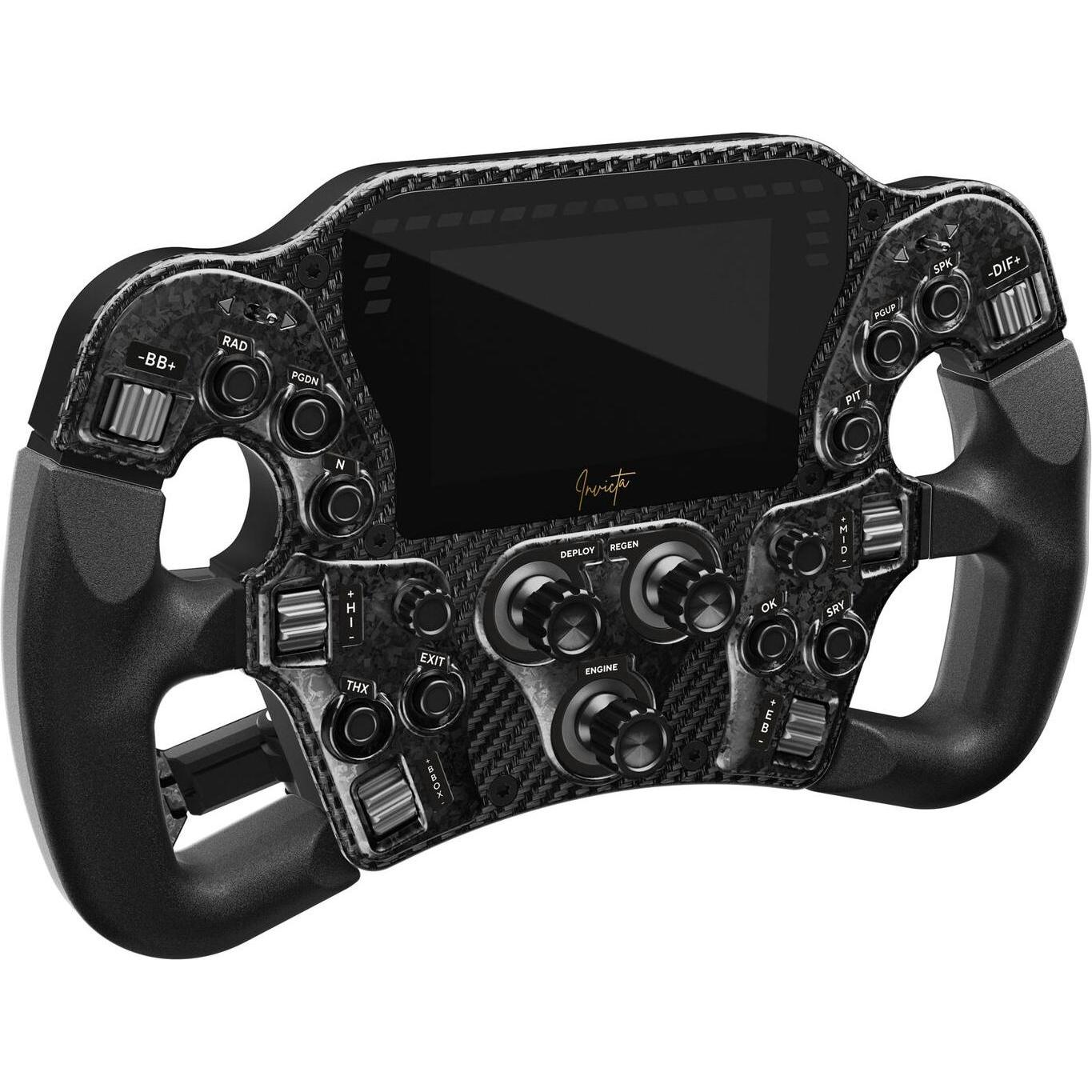 Asetek SimSports Invicta Formula Lenkrad, 4,3-Zoll-LCD, USB-C - Black on Black Edition, Gaming Controller, Schwarz