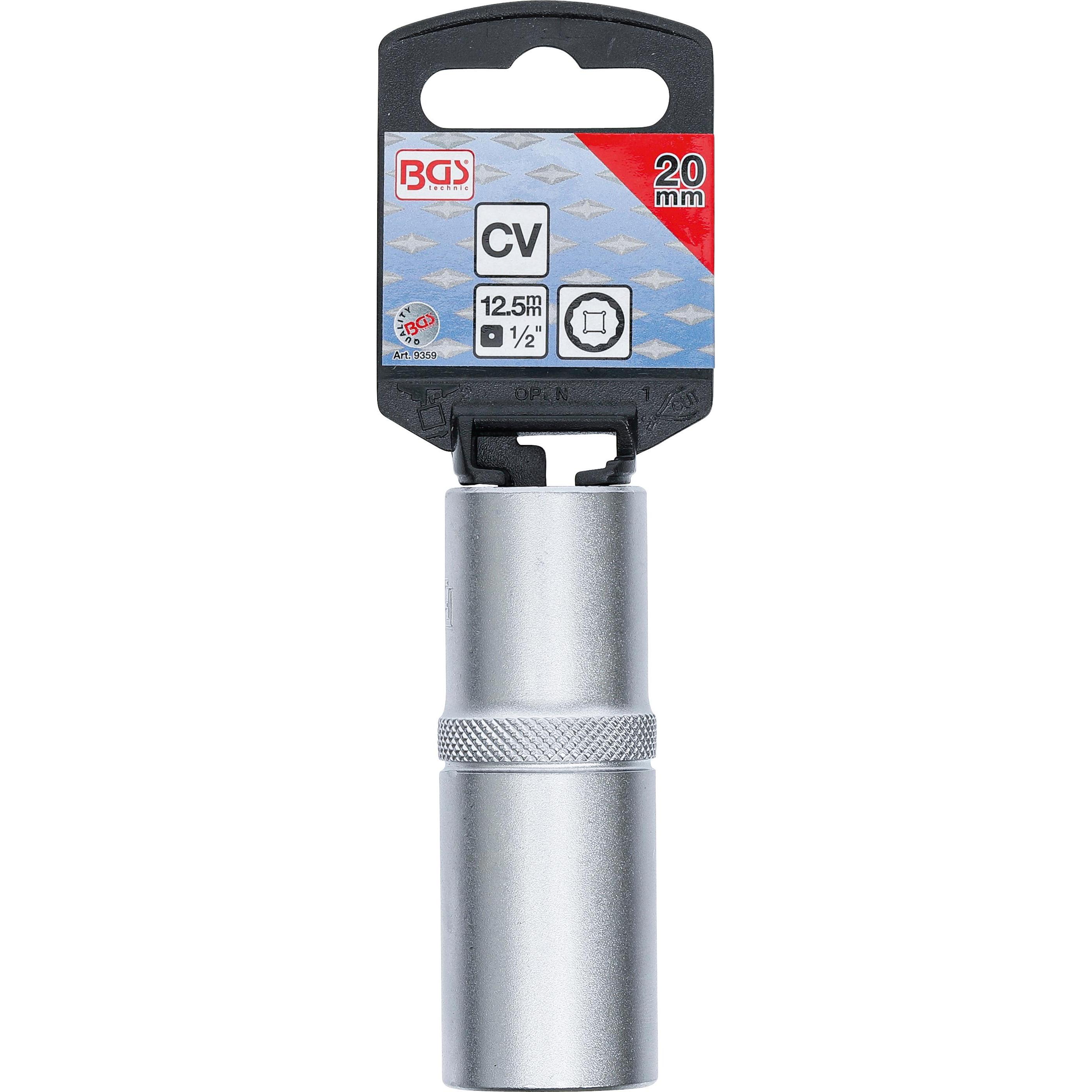 Thumbnail - BGS, Steckschlüssel + Stecknuss, Steckschlüssel-Einsatz Zwölfkant, tief Antrieb Innenvierkant 12,5 mm (1/2") SW 20 mm (2...