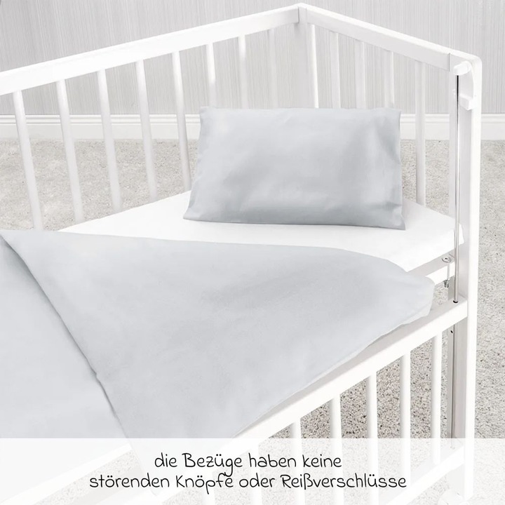 Immagine prodotto Makian Biancheria da letto per bambini e set da letto Biancheria da letto 80 x 80 cm - Uni - Grigio (80 x 80 cm, 35 x 40 cm)