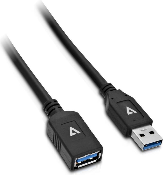 Image du produit V7 USB3.0A TO A EXT CABLE 2M BLAC (2 m, USB 3.0)