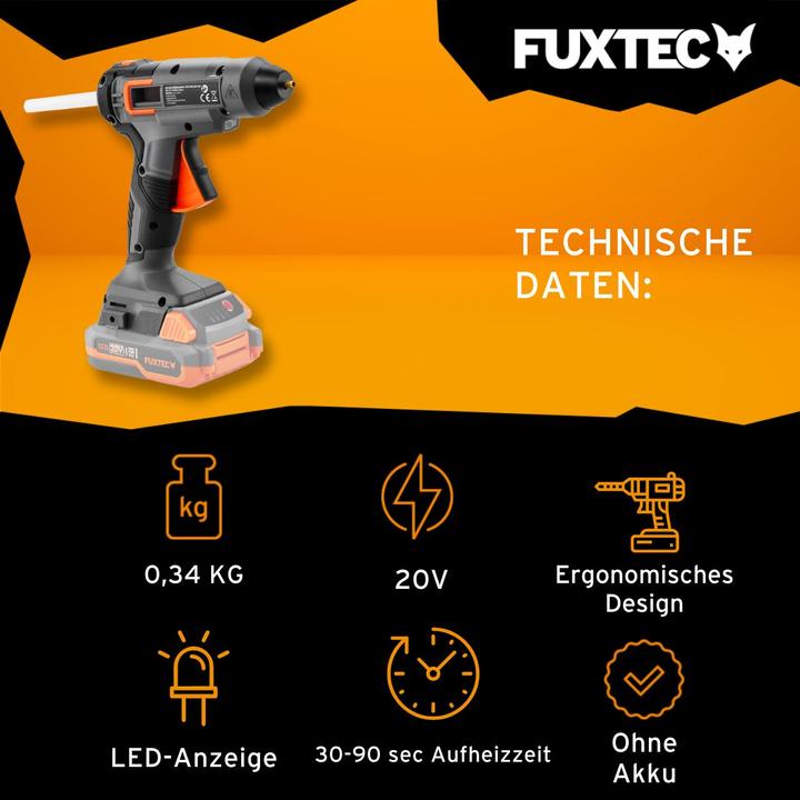 Actual product image Fuxtec 20V cordless hot glue gun FX-E1GG20