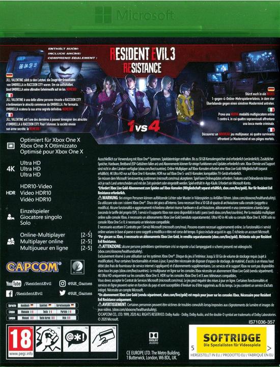 Produktbild Capcom Resident Evil 3 (Xbox One X, Xbox Series X, Multilingual)