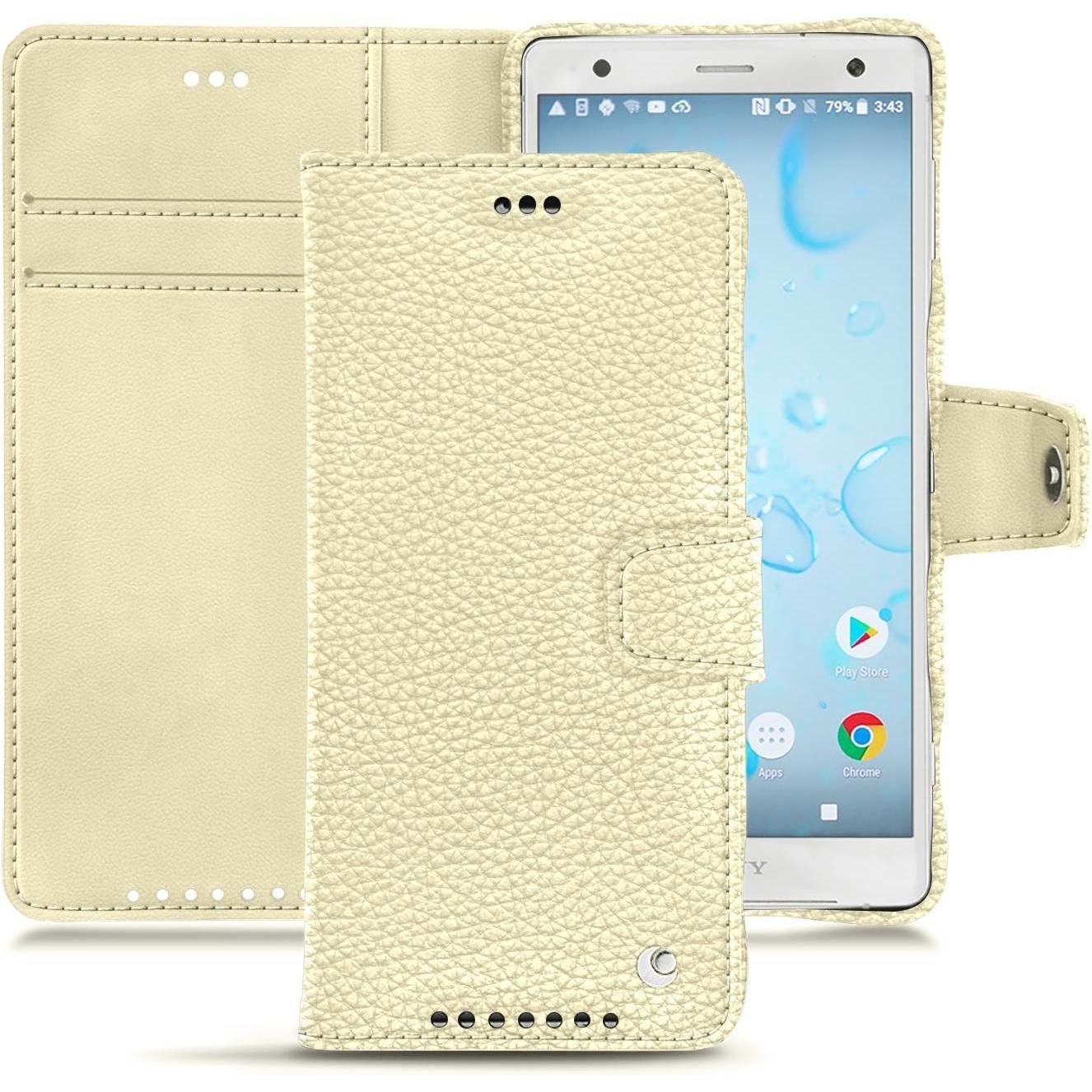 Noreve Lederschutzhülle Wallet (Sony Xperia XZ2), Smartphone Hülle, Weiss