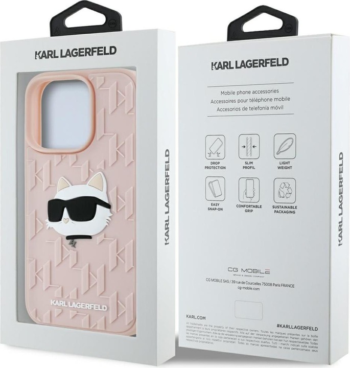 Produktbild Karl Lagerfeld Etui 3D Rubber Monogram & Choupette for iPhone 16 Pro Max pink (Apple iPhone 16 Pro Max)