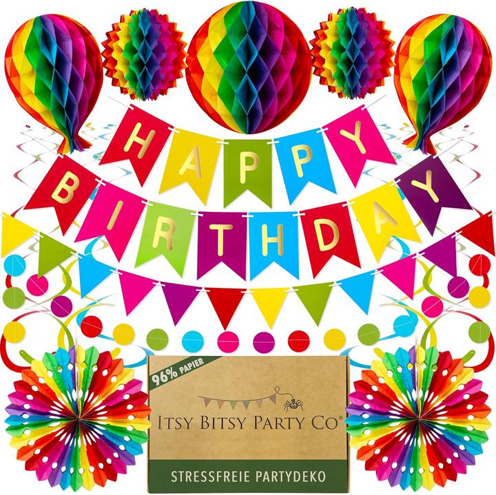 Itsy Bitsy Party Co Wiederverwendbare Geburtstagsdeko "Regenbogen" (18 Stück)