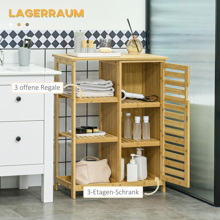 Actual product image Kleankin Bathroom cabinet with open shelf and anti-tilt protection (66 x 33 x 87 cm)