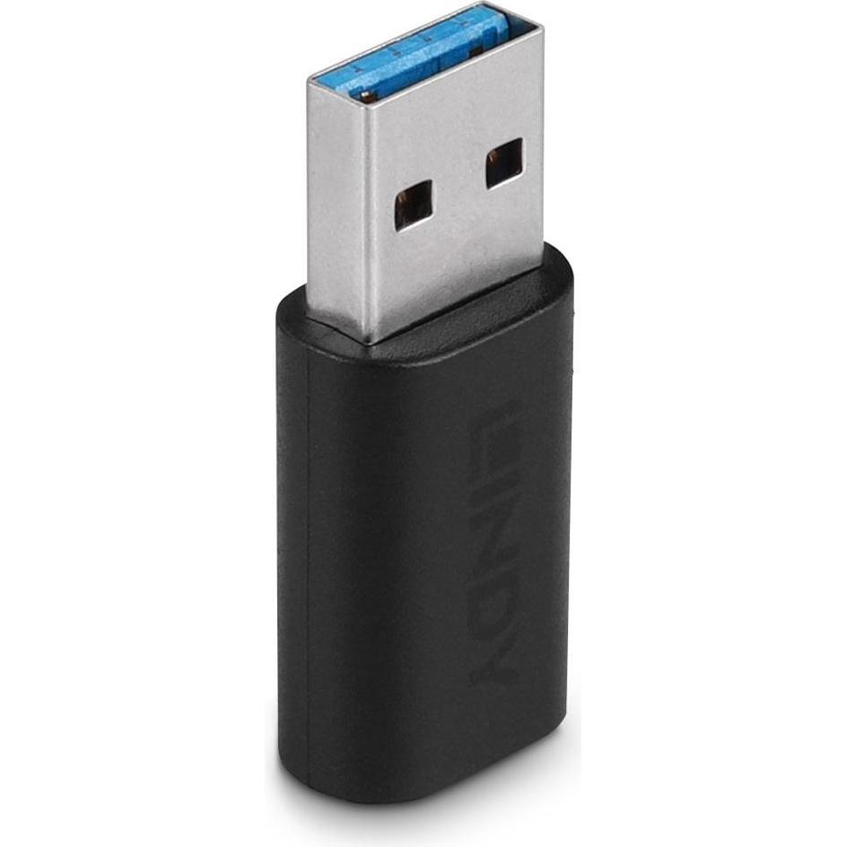 Lindy USB 3.2 Typ A zu C Adapter (USB Typ-C, 2.44 cm), Data + Video Adapter, Schwarz