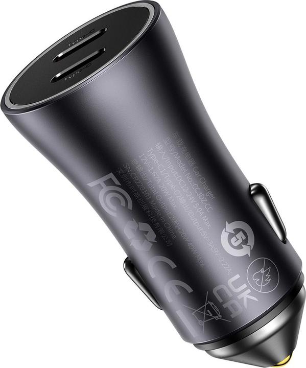 Produktbild Baseus Golden Contactor Pro car charger, 2x USB-C, 40W (Dark Gray)
