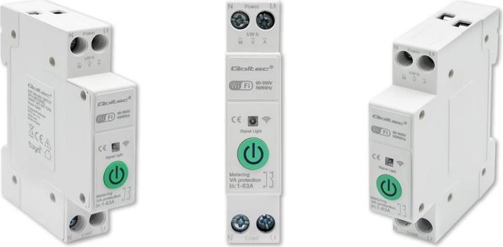 Produktbild Qoltec WLAN-Relais für Hutschiene mit Stromzähler 63A