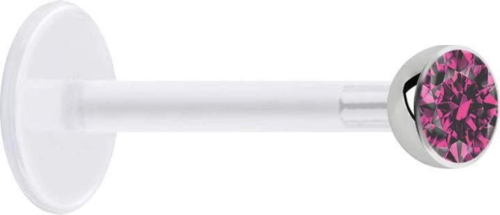 Immagine prodotto Star Piercing Micro Labret trasparente con sfera e cristallo rosa (Acciaio chirurgico 316L, Materiale sintetico, senza ottone)