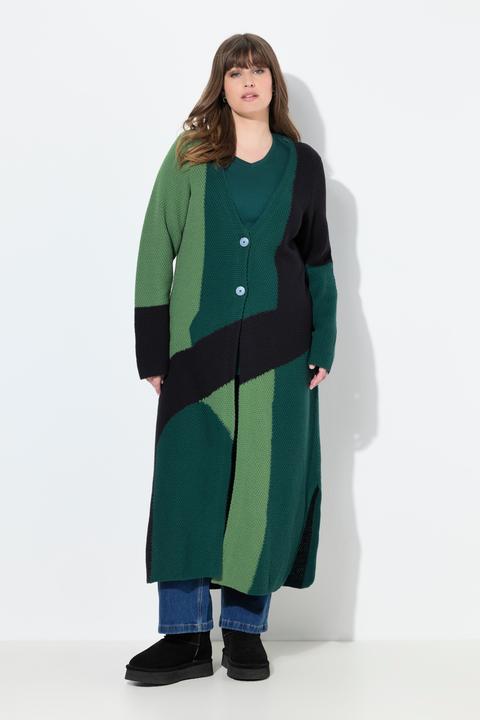 Immagine prodotto Ulla Popken Cardigan lungo in maglia lavorata di cotone biologico con scollo a V (60)