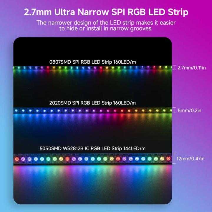 Actual product image Purecrea 5m WS2812B 160LED/m 5V Ultra Narrow LED NeoPixel Strip Rolle