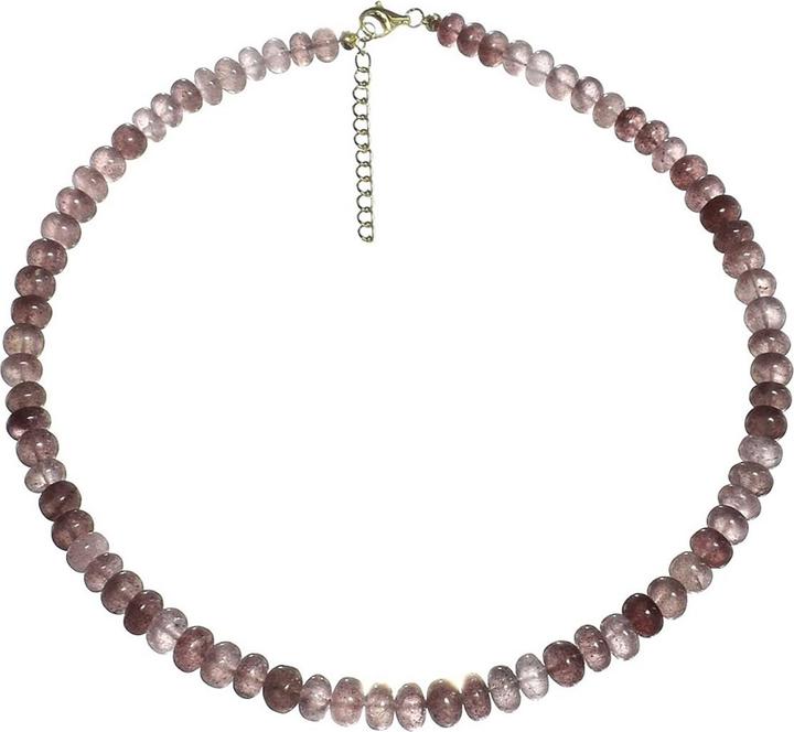 Immagine prodotto Xen Quarzo fragola - collana 8-10 mm rondelle 45 + 5 cm argento 925 placcato oro (Argento 925, 45 cm)