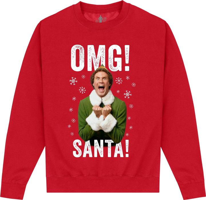 Actual product image Elf Unisex Adult OMG Santa Christmas Sweatshirt (M)
