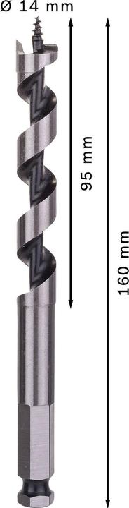 Actual product image Bosch Professional Zubehör PRO Wood Wood auger bit, 14 x 95 x 160 mm (11.1 mm)