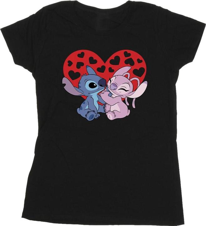 Actual product image Disney Womens/Ladies Lilo & Stitch Hearts Cotton T-Shirt (XXL)