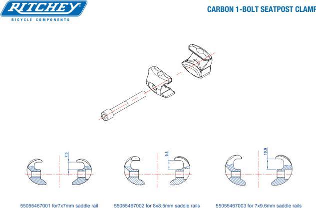 Image du produit Ritchey Adaptateur pour tige de selle en carbone, pour rails en carbone 7x9,6mm, Selle Italia / fi'zi :