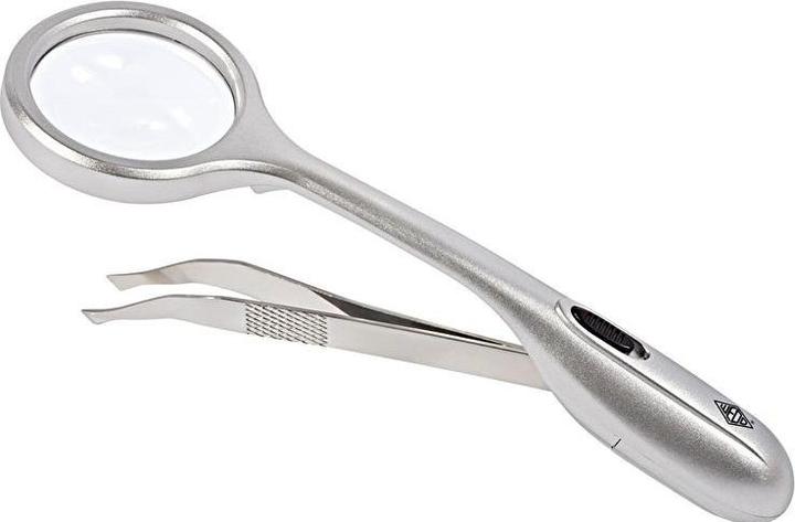Wedo Lupenpinzette mit LED-Beleuchtung, TRIZETTE, 4fach Vergrösserung
