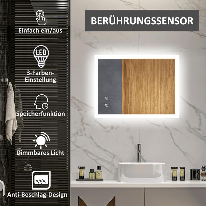 Produktbild Kleankin Badezimmerspiegel (80 x 3 x 60 cm)
