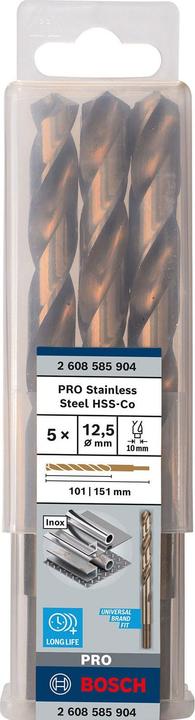 Produktbild Bosch Professional Zubehör PRO Stainless Steel HSS-Co Spiralbohrer, 12,5 x 101 x 151 mm (12.5 mm)