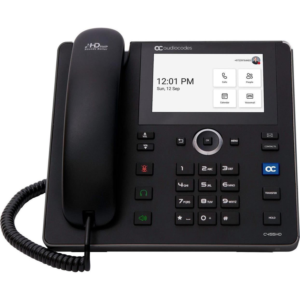 Audiocodes C455HD - IP-Telefon - Schwarz - Kabelgebundenes Mobilteil - Android - SIP-Info - 8 Zeilen, Telefon, Schwarz