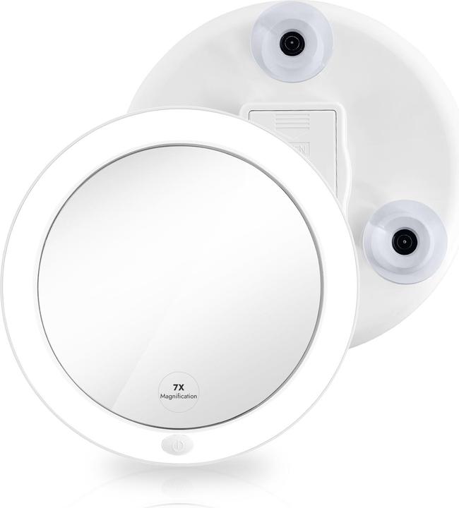 Actual product image Emke Illuminated Cosmetic Mirror with 7X Magnification, Suction Cup, Battery Operated, 165mm