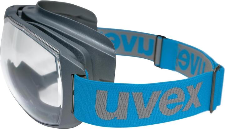 Uvex Safety megasonic goggles, clear visor, grey/blue.
