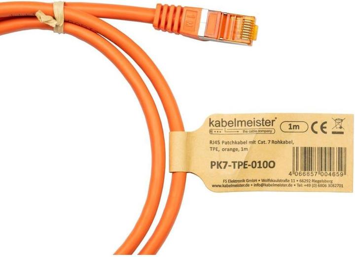 Produktbild Varia Cat.7 Patchkabel 0,15m TPE Orange S/FTP RJ45 solid Kupfer (S/FTP, CAT7, 0.15 m)