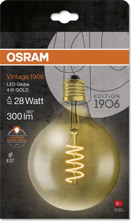 Produktbild Osram Vintage 1906 Led Classic Globe (E27, 5 W, 250 lm, 1 x, G)