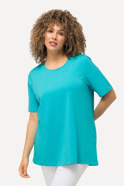 Image du produit Ulla Popken T-shirt en coton bio. Col rond et manches courtes. Coupe évasée (62)