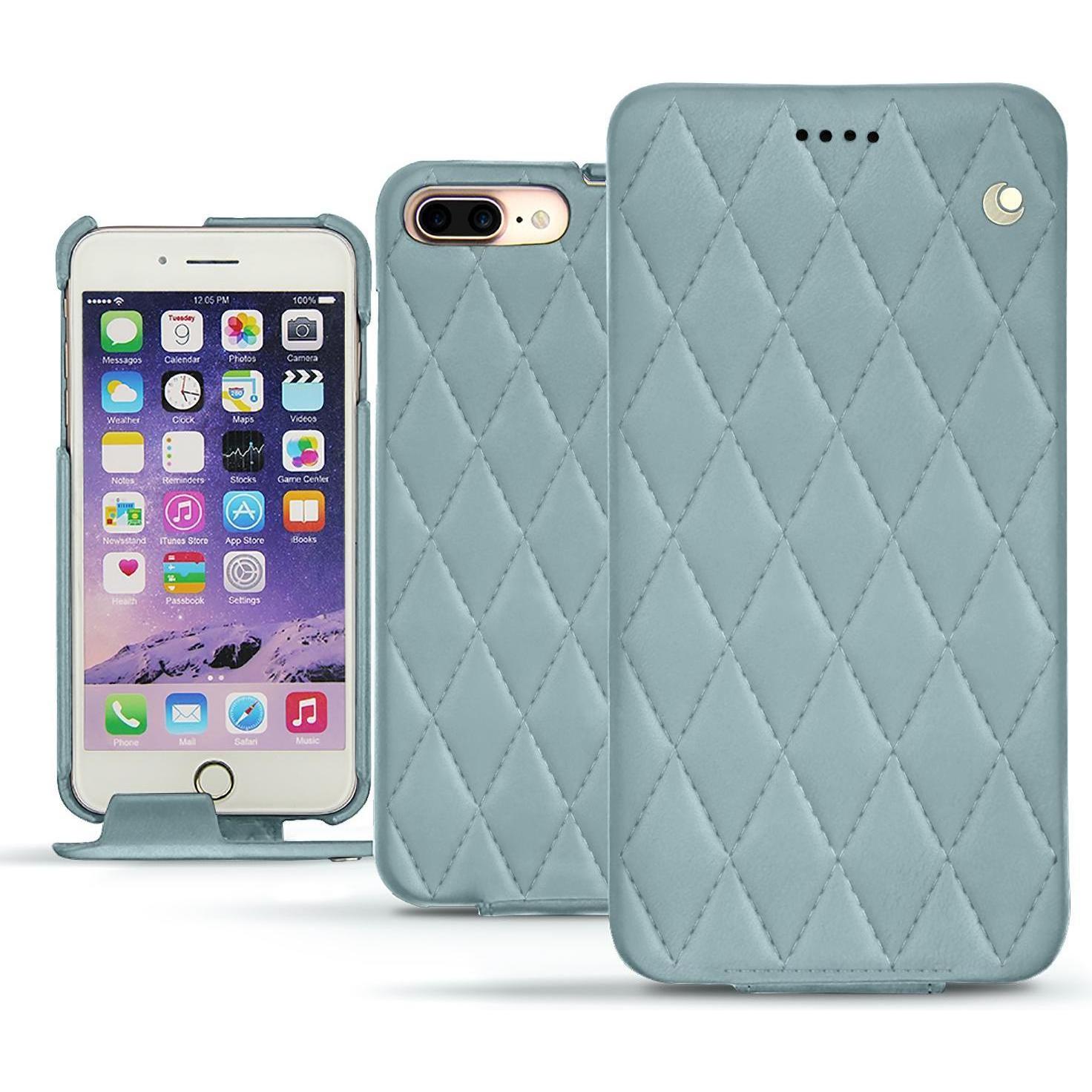 Noreve Lederschutzhülle vertikal (Apple iPhone 7 Plus), Smartphone Hülle, Blau