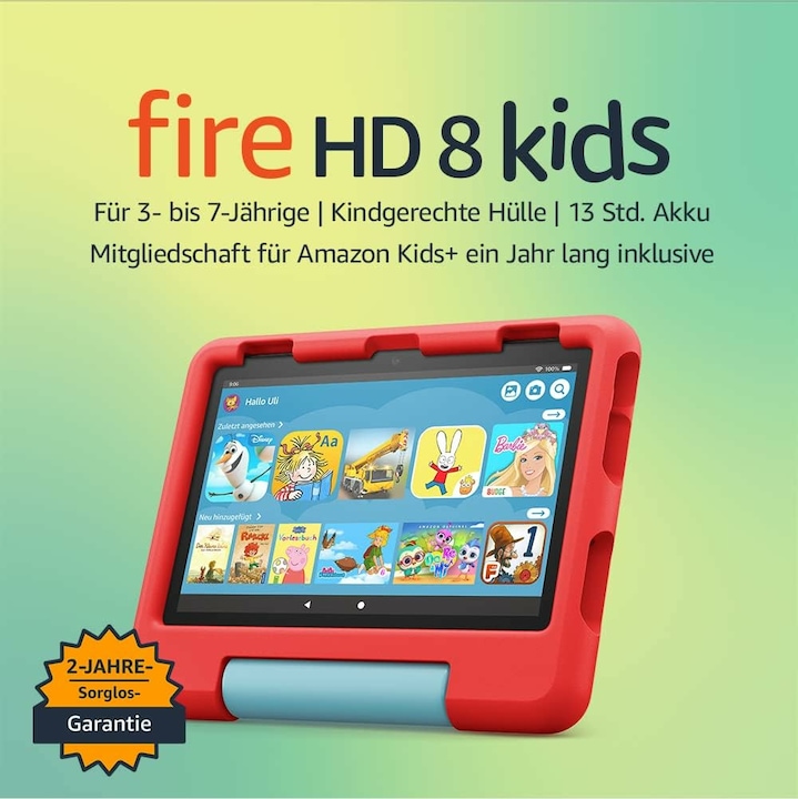 Immagine prodotto Amazon Fire HD 8 Kids (2022) incl. cover (Solo WiFi, 8", 32 GB, Red)