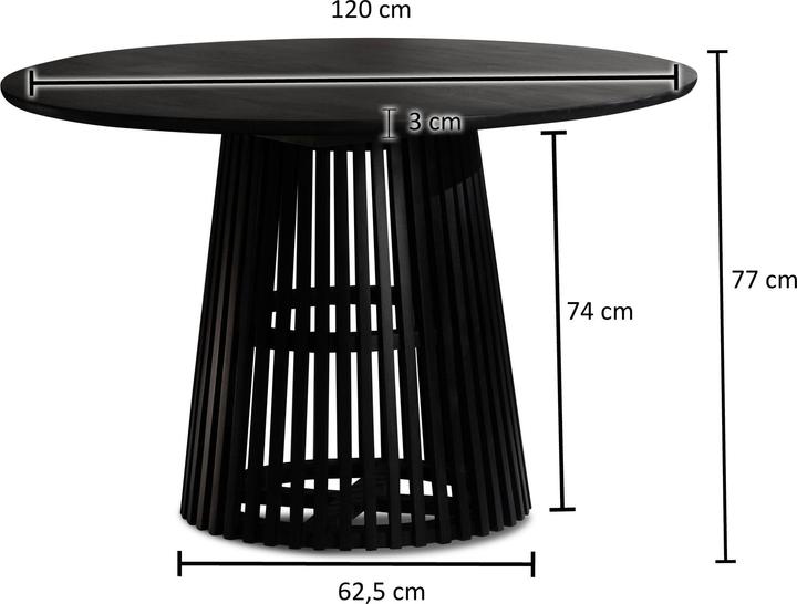 Produktbild FineBuy Esszimmertisch Esstisch 120x120x77 cm Massivholz Schwarz Küchentisch (120 x 120 x 77 cm)