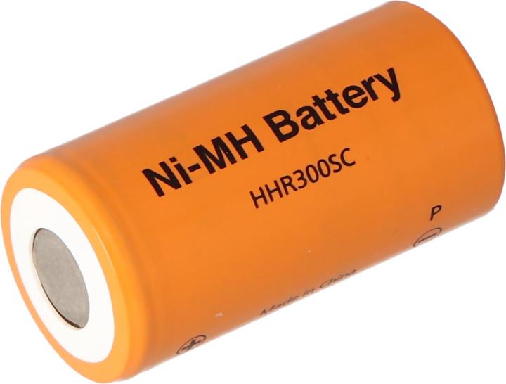 Actual product image Panasonic SUB-C HHR300SC NiMH Battery Flattop Dimensions 22,2x42,5mm (1 pcs., Sub-C, 3000 mAh)