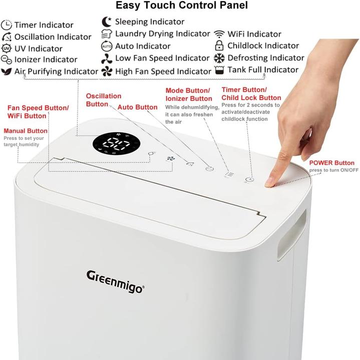 Image du produit Greenmigo WiFi Luftentfeuchter Alpha Q25 Pro mit Fernsteuerung, HEPA- und Aktivkohlefilter (70 m², 25 l/24h)